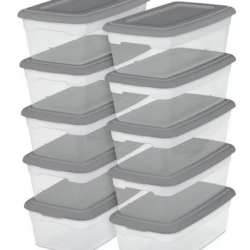 Sterilite Set of (10) 6 Qt. Clear Plastic Storage Boxes