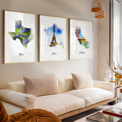 Large Watercolor Map Posters