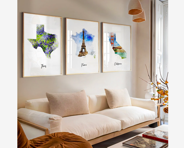 Large Watercolor Map Posters