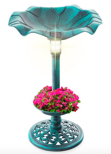 Best Choice Products Solar Lighted Pedestal Bird Bath