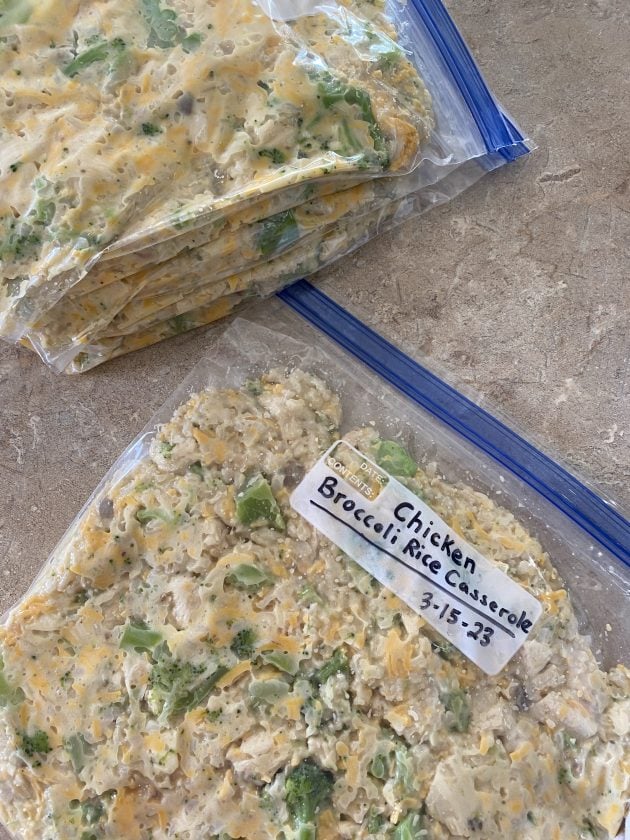 how to freeze chicken broccoli rice casserole 