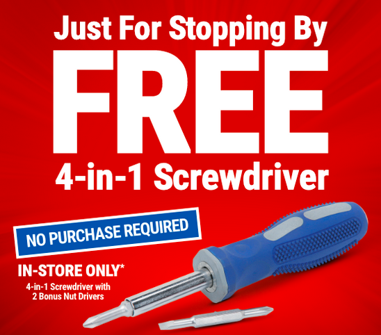 FREE 4-in-1 Screwdriver at Harbor Freight!