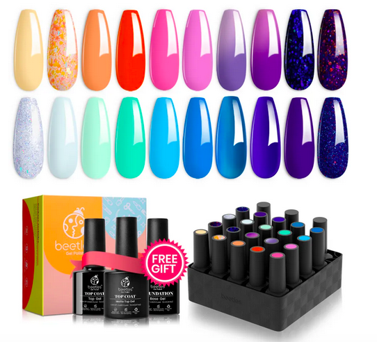20 Gel Colors Set with Top and Base Coat 