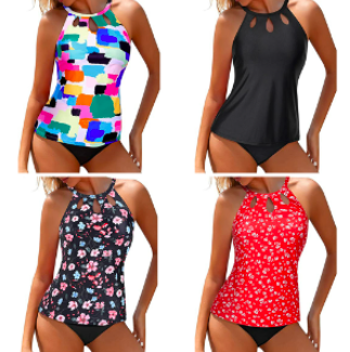 Yonique Blouson Tankini Swimsuits for Women 2 Piece Bathing Suits