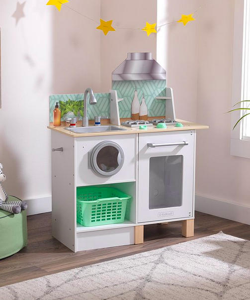 White & Green Whisk & Wash Kitchen & Laundry Play Set