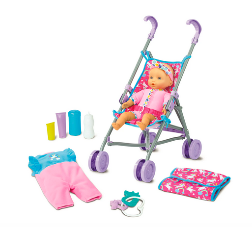 Kid Connection 10-Piece Baby Doll & Stroller Set