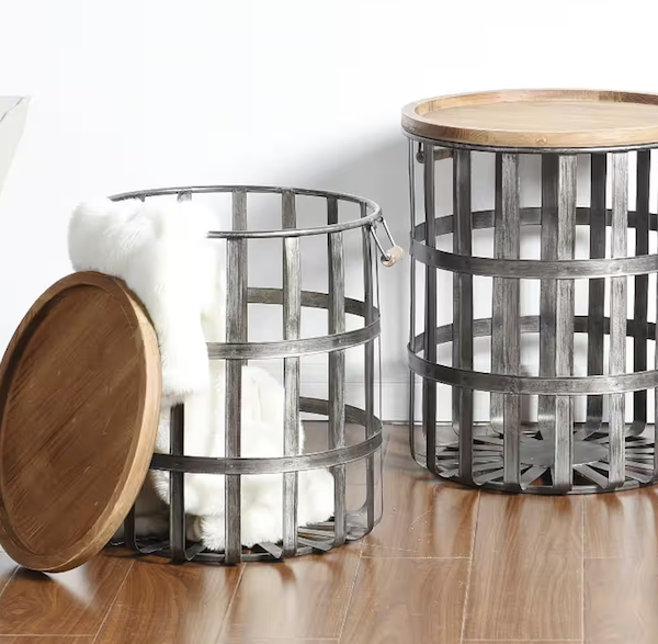 Round Galvanized Metal Decorative Baskets