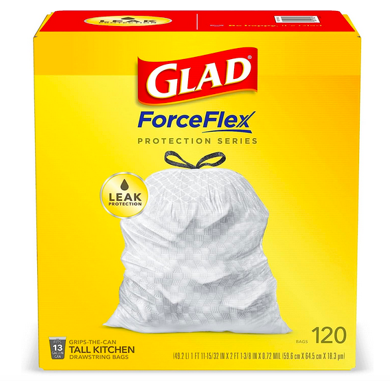 Glad Tall Kitchen Drawstring Trash Bags, 13 Gal - 90 count