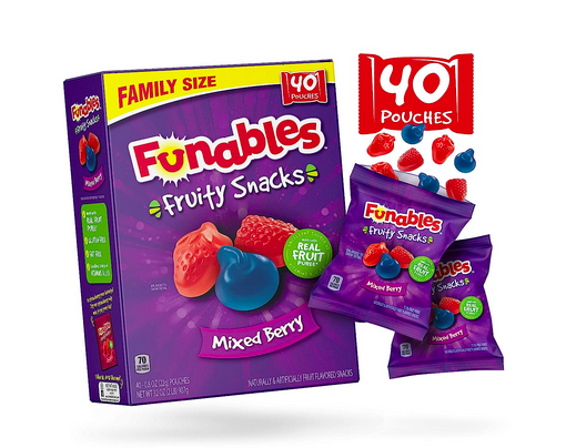 Funables Fruity Snacks, Mixed Berry Fruit Snacks, Family Size, 40 Count 