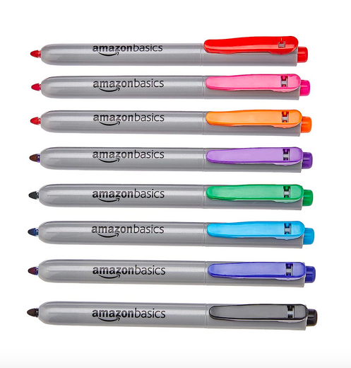   Basics Retractable Ballpoint Pen - Assorted Colors -  24-Pack : Office Products
