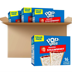 Pop-Tarts Toaster Pastries, Breakfast Foods, Kids Snacks, Frosted Strawberry, Value Pack (64 Pop-Tarts)