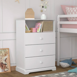 Campbell Wood 3-Drawer Kids Dresser with Storage Shelf