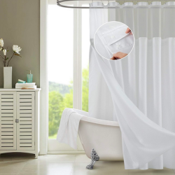 Waffle Weave Shower Curtain With Liner Set