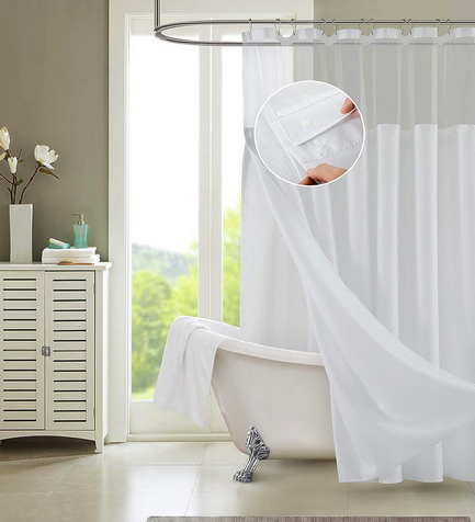 Waffle Weave Shower Curtain With Liner Set