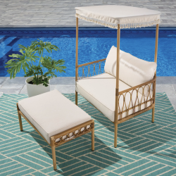 Better Homes & Gardens Wicker Outdoor Canopy Chair and Ottoman Set
