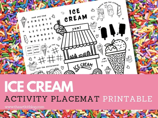 Free Printable Ice Cream Activity Placemat