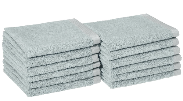 Amazon Basics Quick-Dry Washcloth 100% Cotton 12-Count