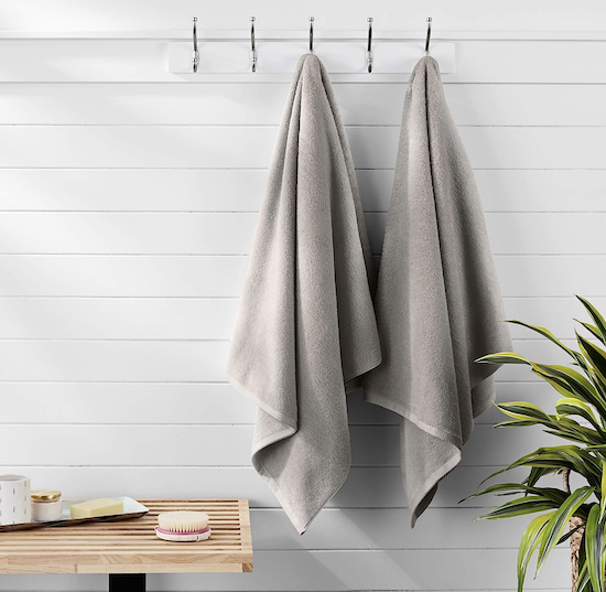 Amazon Basics Quick-Dry Bath Sheet 100% Cotton 2-Pack