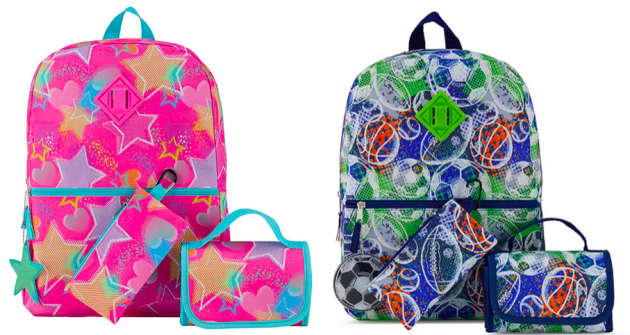 5 Piece Hearts And Stars Backpack Set With Lunch Bag 