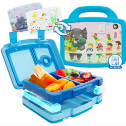 Insulated Bento Lunch Box with Art Inserts and Cooler Compartment for Ice Packs