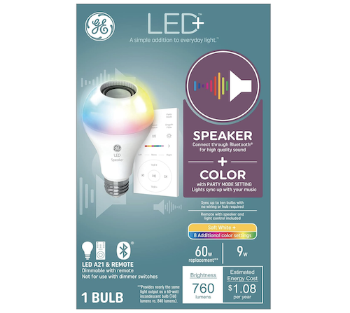 GE Lighting LED+ Color Changing Speaker LED Light Bulb 