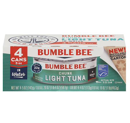 Bumble Bee Chunk Light Tuna In Water 4-Count