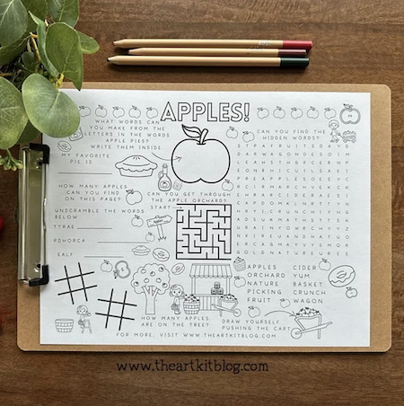 Free Printable Apple Orchard Placemat Activity Sheet