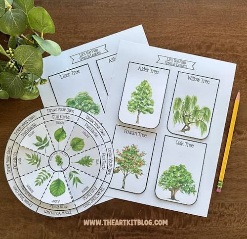 Free Printable Trees and Leaves Layered Wheel and Notebooking Lift the Flap Pages