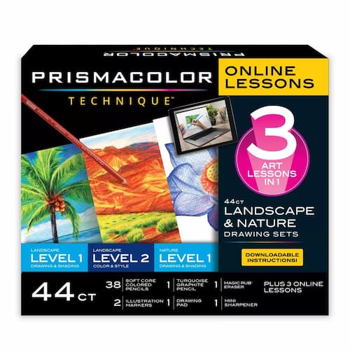 Prismacolor Technique 44ct Landscape & Nature Drawing Colored Pencils with Digital Lessons