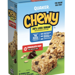Quaker Chewy Granola Bars, 25% Less Sugar Chocolate Chip, 58 Count