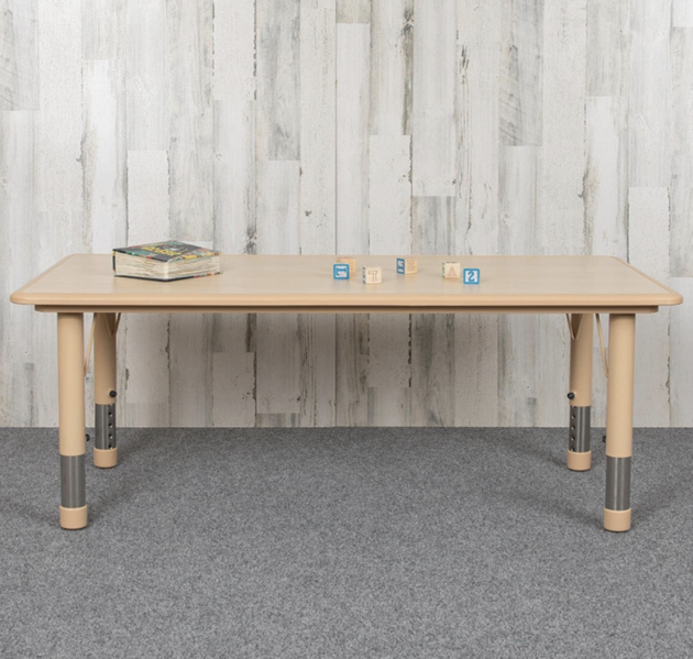 Flash Furniture Wren 23.625"W x 47.25"L Rectangular Natural Plastic Height Adjustable Activity Table