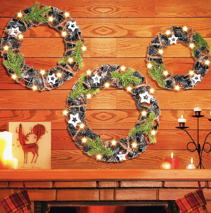 Pre-Lit Christmas Wreaths (Set of three) solely $13.99 shipped!