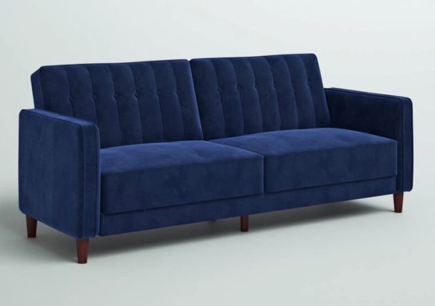 Velvet Square Arm Convertible Sofa