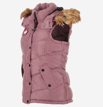 Canada Weather Gear Women's Puffer Vest with Faux Fur Trim Hood