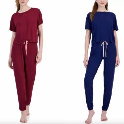Women's 2-Pc. Short-Sleeve Jogger Pajamas Set