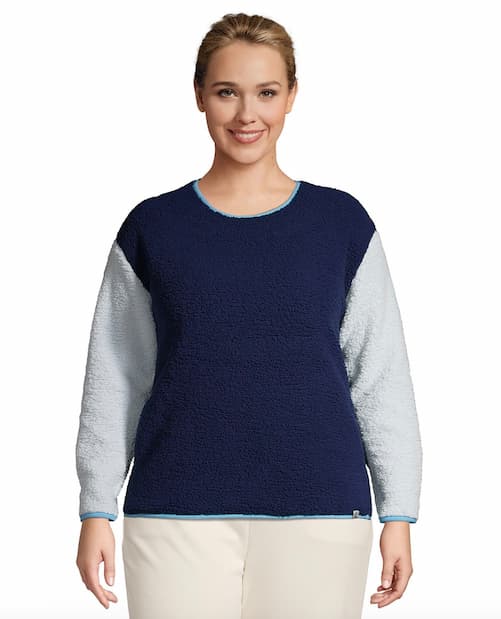 Women's Plus Size Long Sleeve Sherpa Fleece Sweatshirt