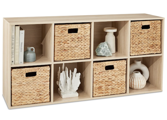Storage Shelf 8-Cube Organizer in Light Oak