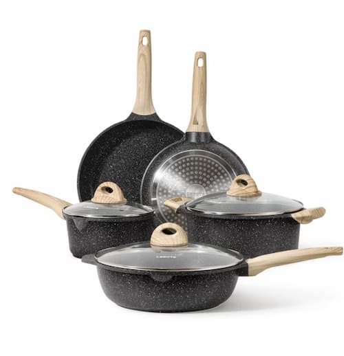Carote 8-Piece Nonstick Pots and Pans Set in Black