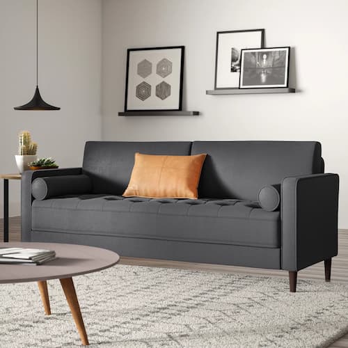 Mercury Row Garren 75.6'' Square Arm Tufted Sofa in Gray