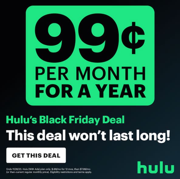 Hulu Black Friday Deal (1.99 per Month!!)