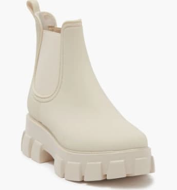Jeffery Campbell Platform Lug Sole Chelsea Rain Boot in Cream