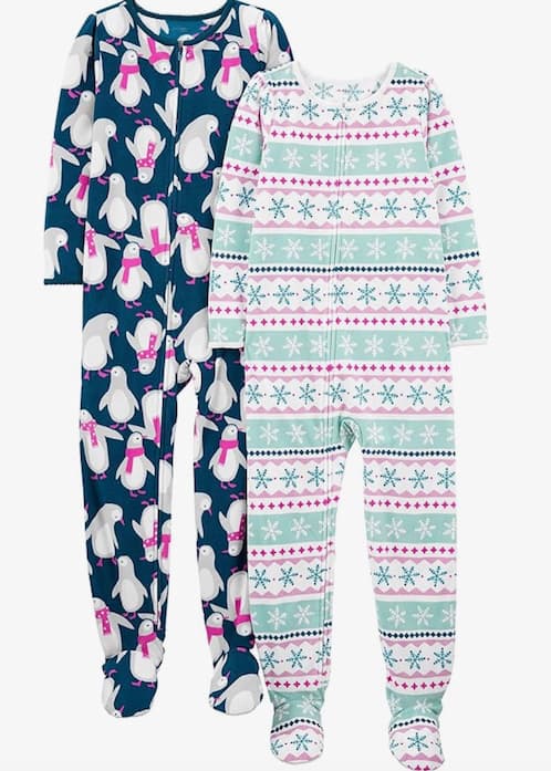 Simple Joys by Carter's Unisex Kids' Holiday Loose-Fit Flame Resistant Fleece Footed Pajamas, Pack of 2