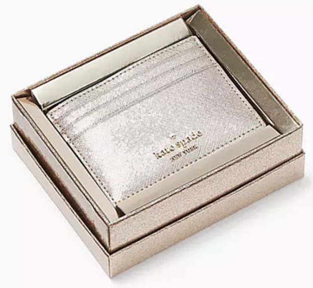 Glimmer Metallic Saffiano Small Slim Card Holder