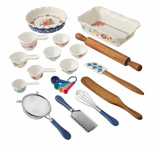The Pioneer Woman Brilliant Blooms 20-Piece Blue Bake & Prep Set with Baking Dish & Measuring Cups