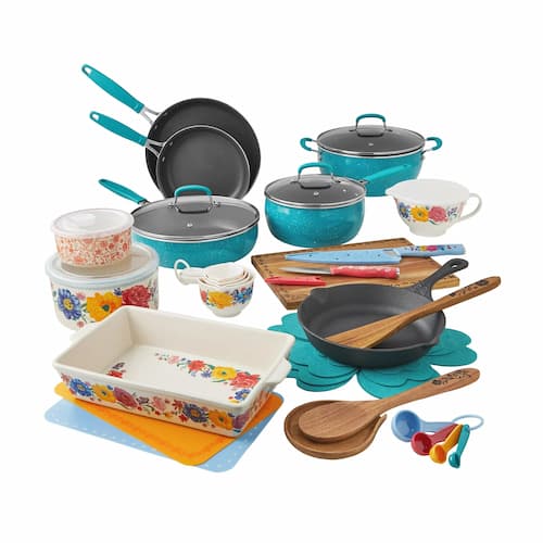 The Pioneer Woman Brilliant Blooms 38-Piece Cookware Set only $79 ...