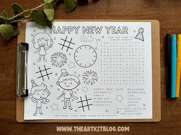 Free Printable Glad New Yr Coloring Web page Exercise Placemat