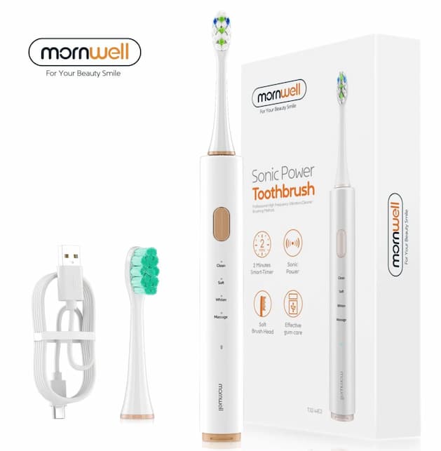 Mornwell Electrical Sonic Toothbrush with 2 Brush Heads for simply $12.99 shipped!
