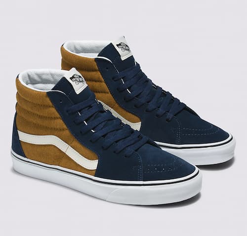 Vans Sk8-Hi Corduroy Shoe in Blue & Brown