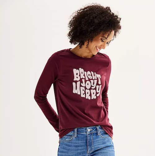 Women's Sonoma Goods For Life Long Sleeve Holiday Graphic Tee