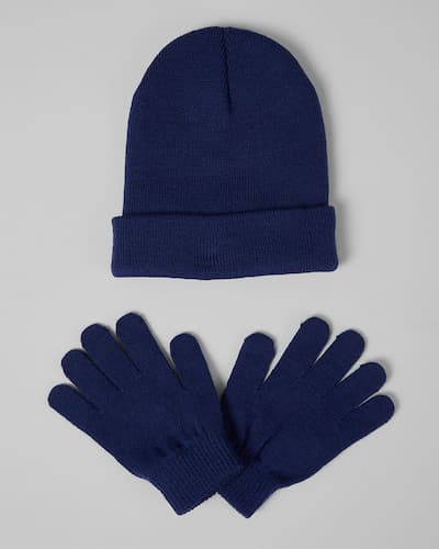 Kid's 2-Piece Basic Knit Beanie and Gloves Sets